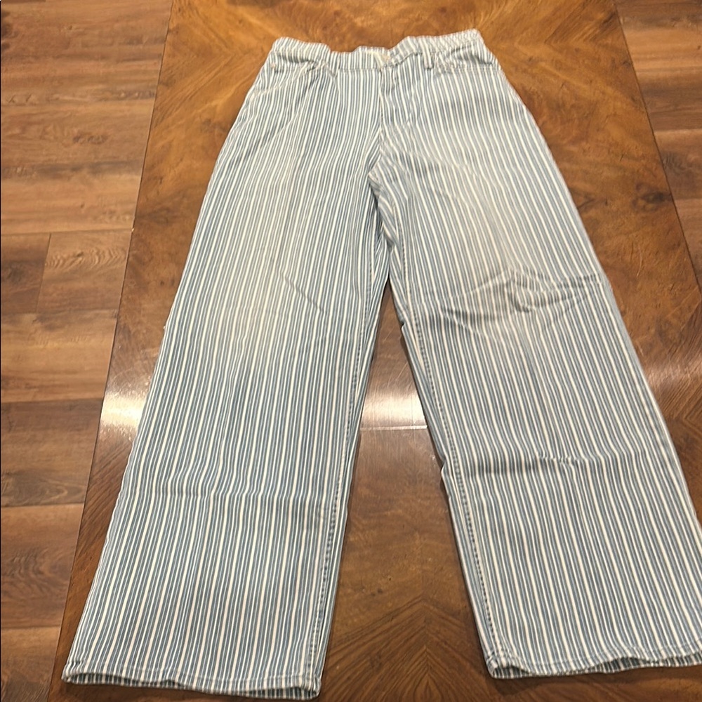 MOTHER Women's High Rise Jeans in Blue and White Stripes - Picture 4 of 12